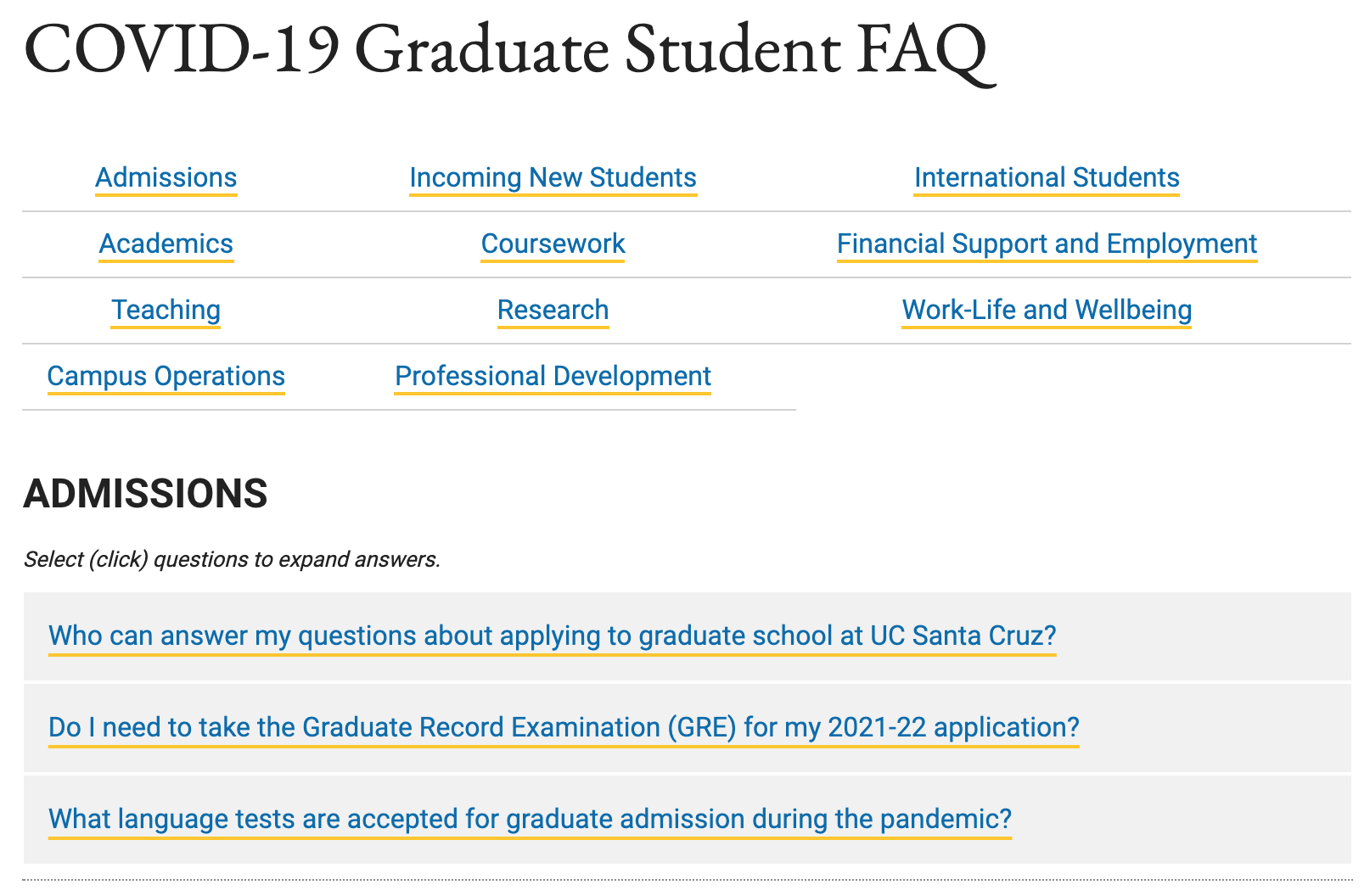 UCSC COVID-19 Graduate Student FAQ